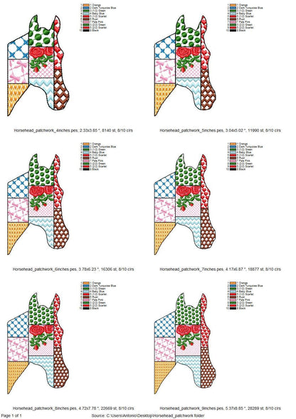 Patchwork Horse face Farm animal patterned Horse head silhouette