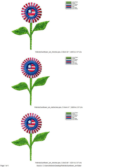 Small Patriotic Fringed Fluffy Sunflower Flower Stem Floral Fringe