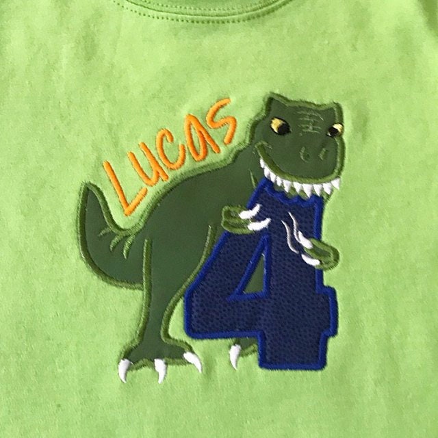 T-Rex Birthday Number Four Applique