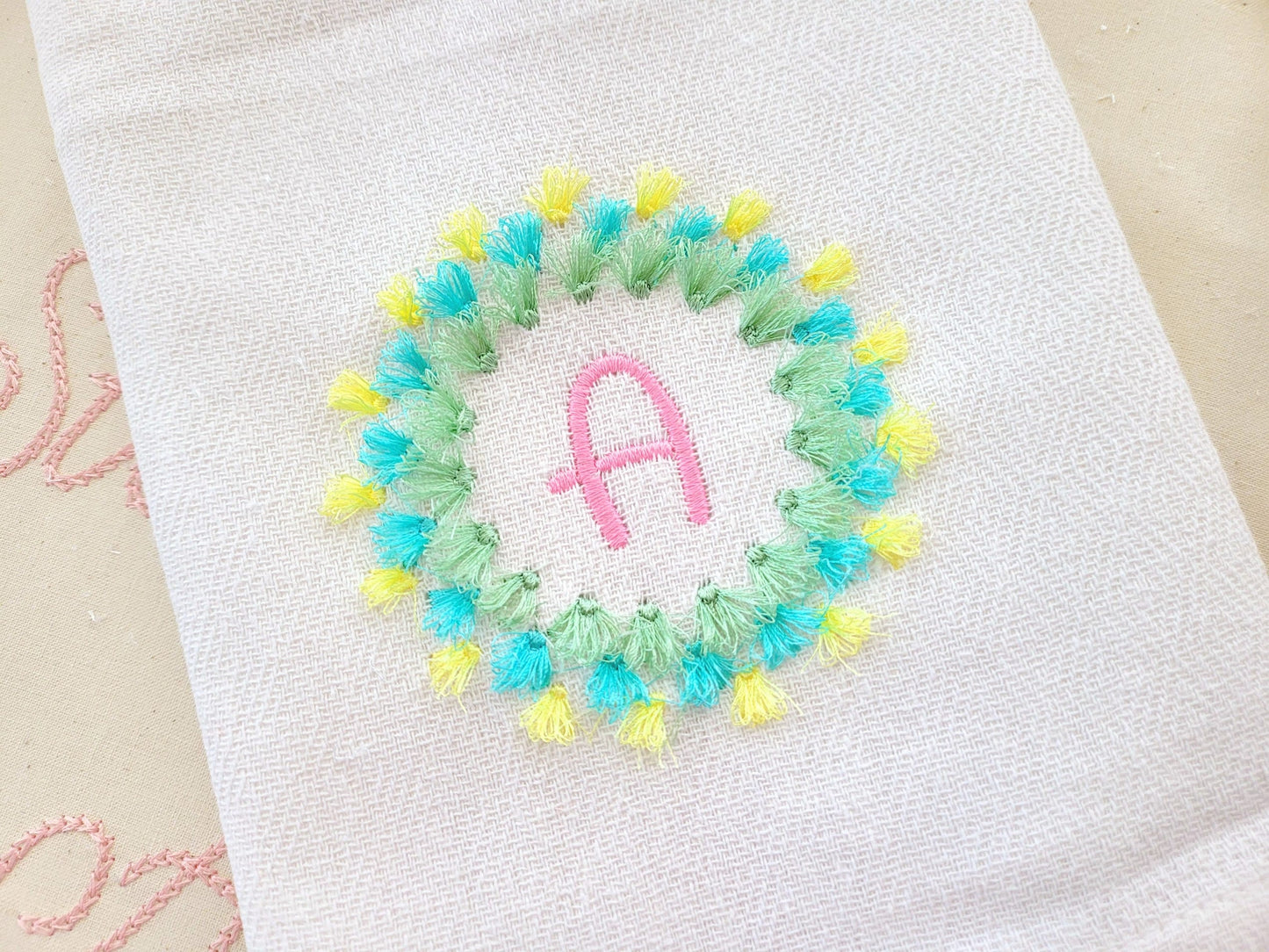 Monogram and Fringed Circle Frame Set