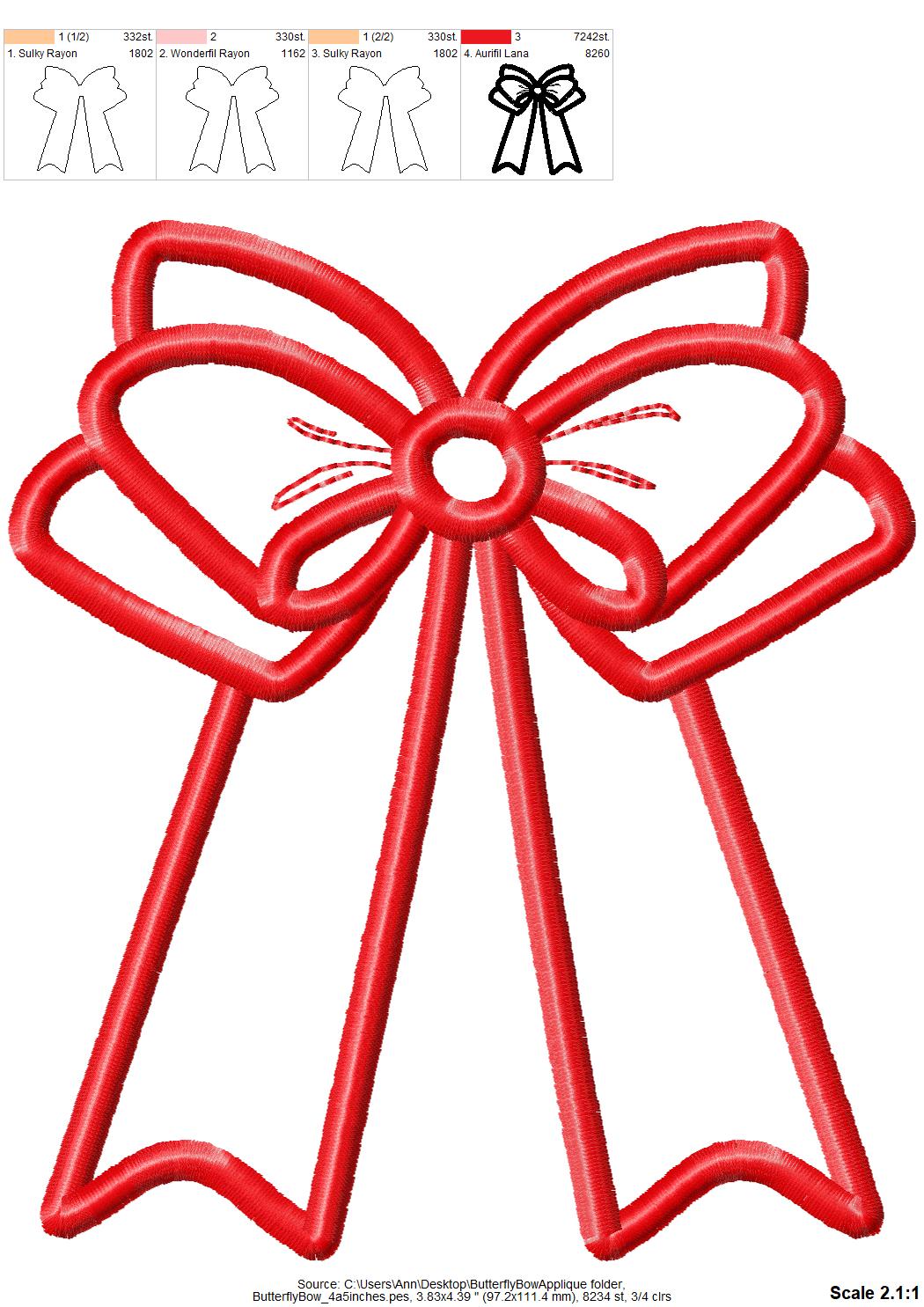 Wide Heirloom Butterfly Bow Applique