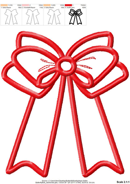 Wide Heirloom Butterfly Bow Applique