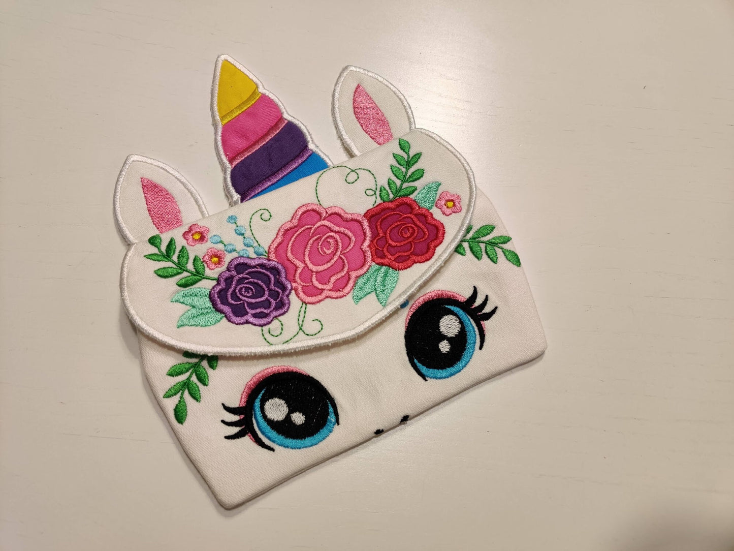 Floral Unicorn Zipper Bag ITH