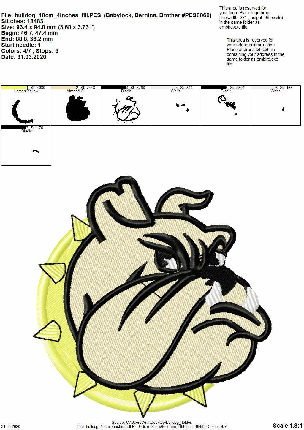 Bulldog Mascot Applique