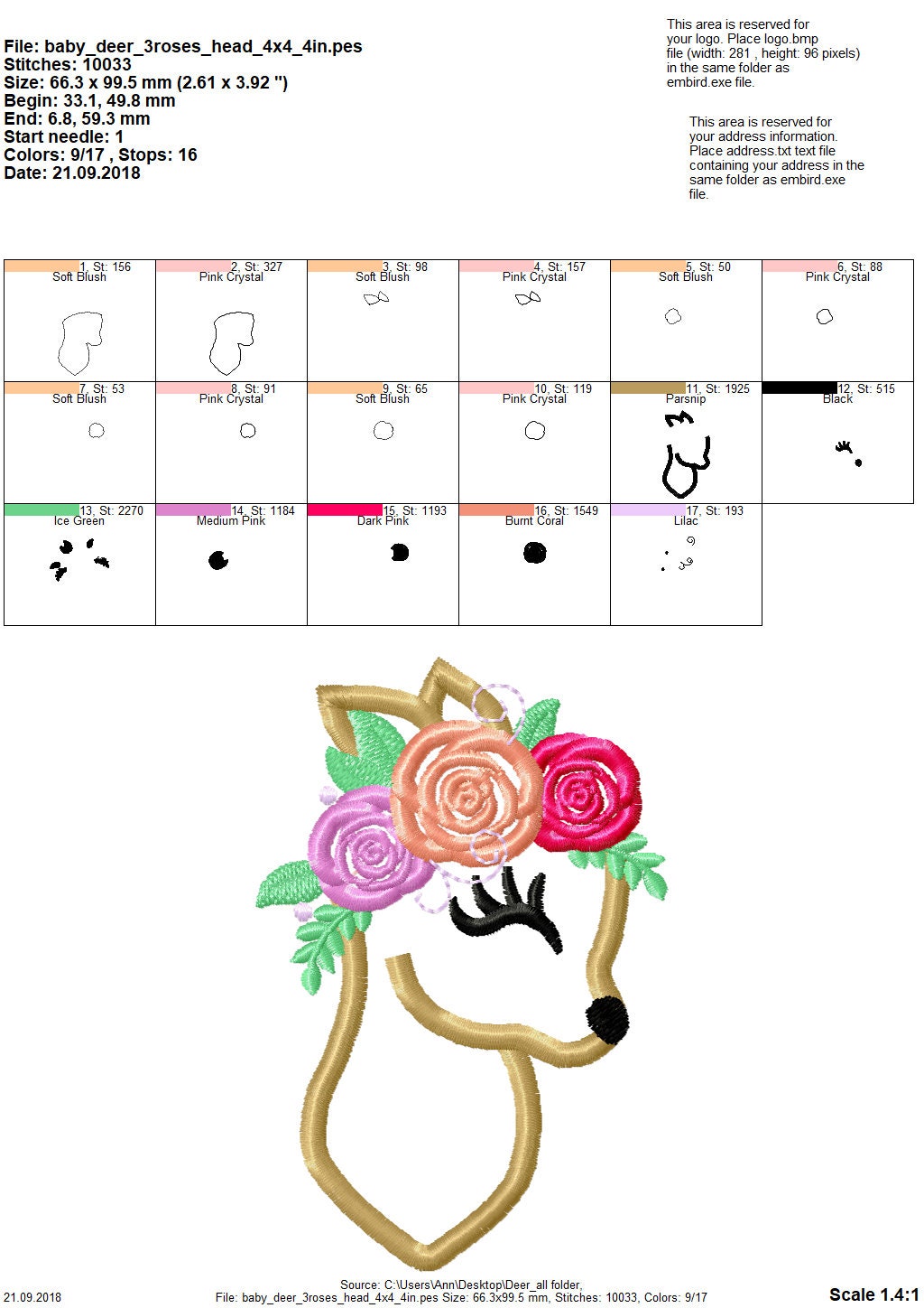 Little Floral Baby Deer Fawn Applique