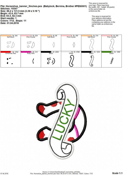 Tattoo horseshoe machine embroidery applique embroidery designs set 4