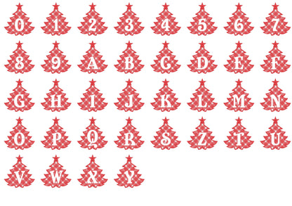 Gingham Plaid Christmas Tree Monogram Frame