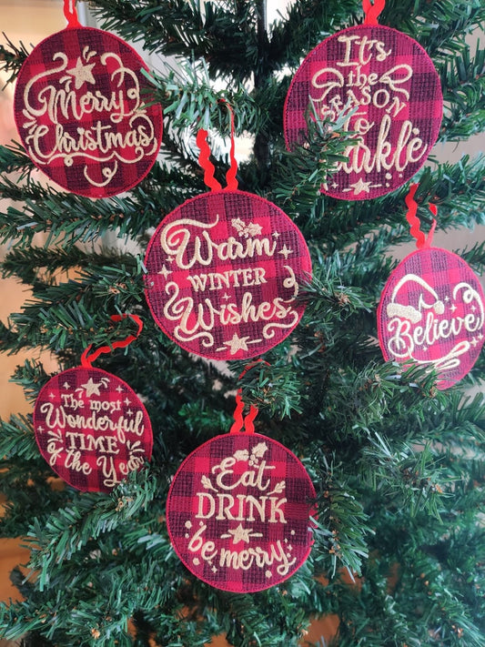 Tartan Plaid Gingham Christmas ornaments decoration Christmas tree 6