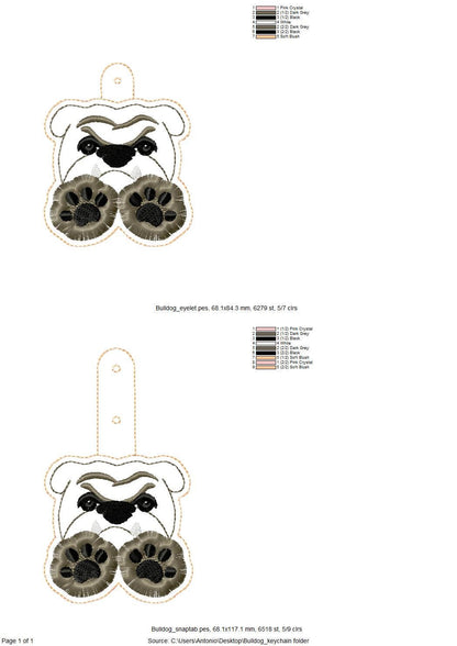 Bulldog Fringed Paws Keychain
