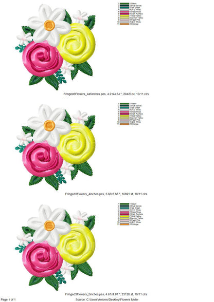 Three Fringed Flower Summer Garden Floral Bouquet fluffy fringe Rose