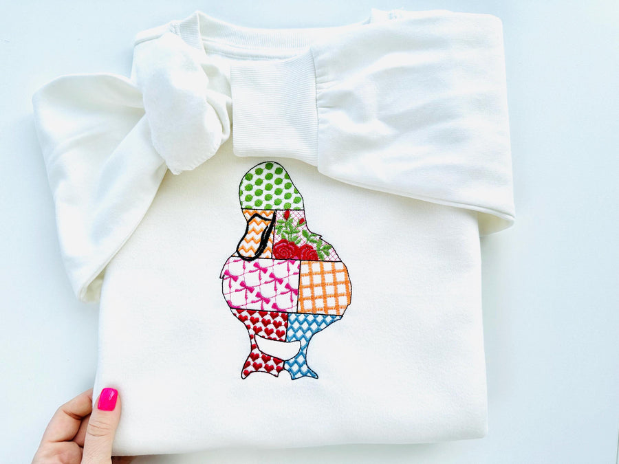 Patchwork Duck Bird patterned farm bird Duck outline machine embroidery