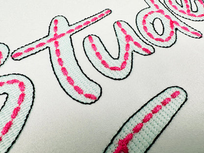 Quick Light Stitch Sketch Font with Bean Stitch on Top