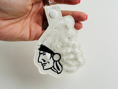 Fringed Feather Indian Man Keychain