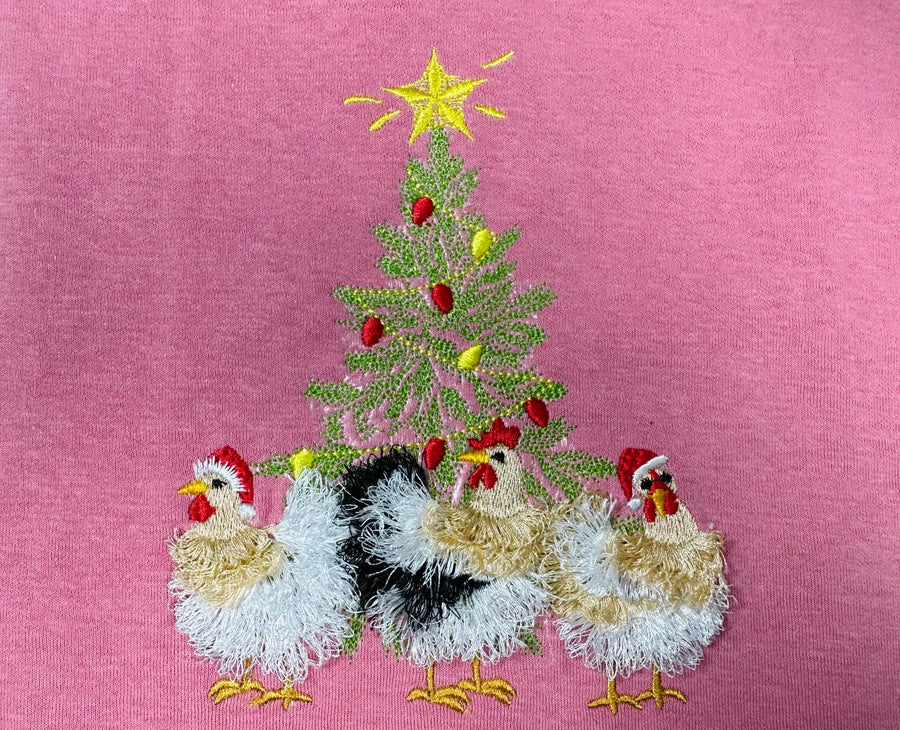 Chicken Christmas Party machine embroidery designs Fringed Fluffy