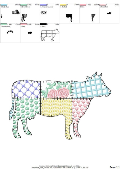Patchwork Patterned Farm Cow