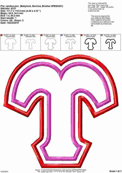 Sororities Greek Font Classic Double Applique