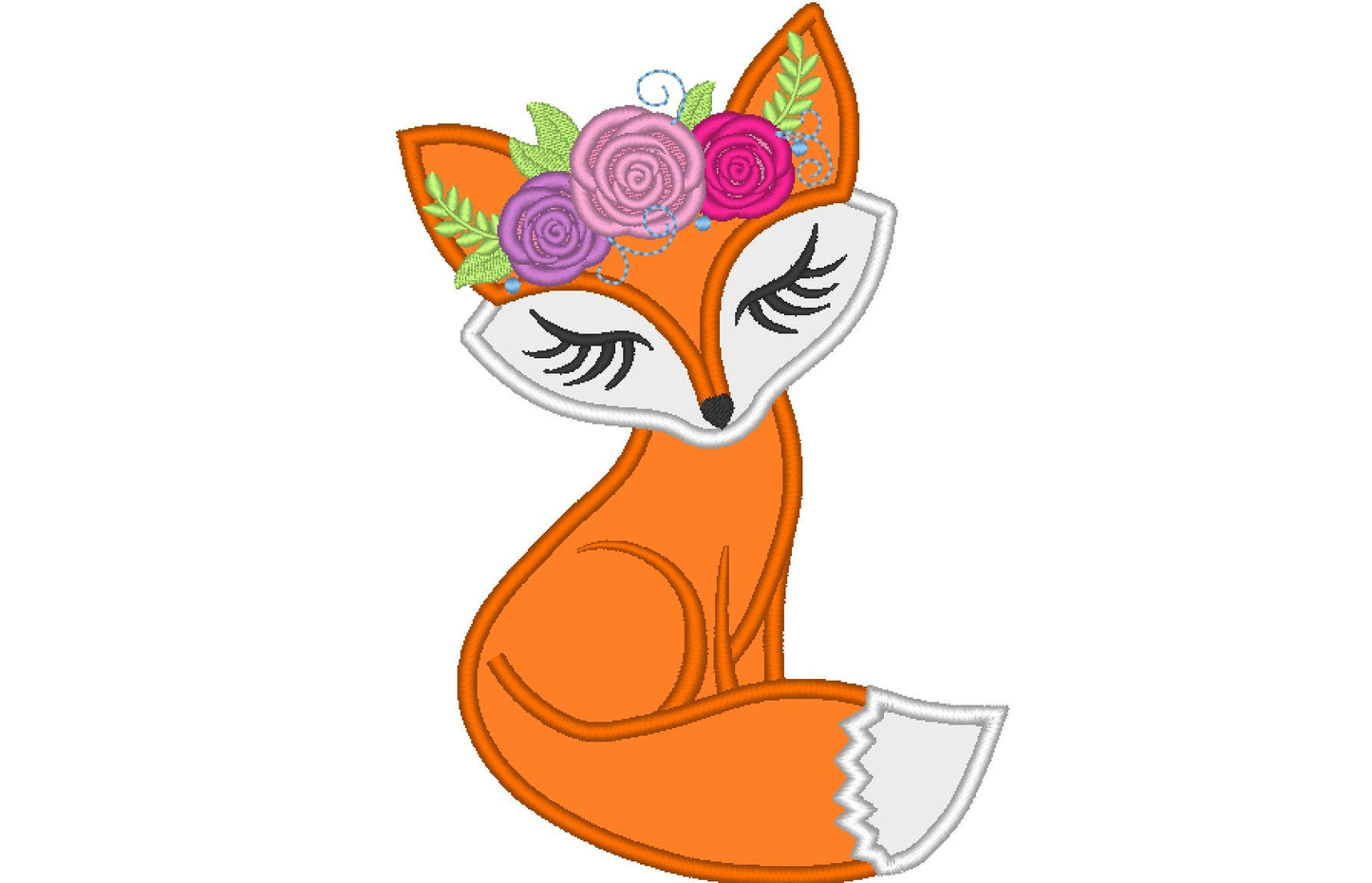 Pretty Eyes Floral Fox Applique