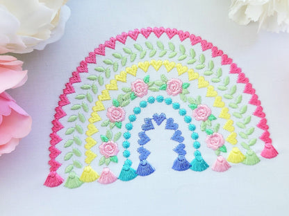 Boho Rainbow Flower Rose and Tassels