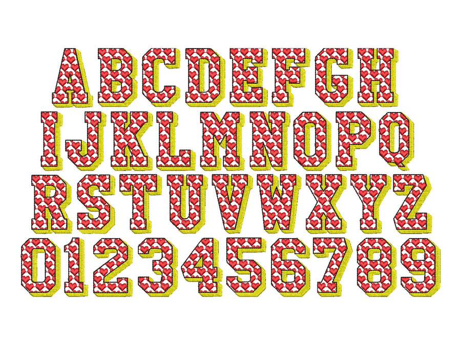 Heart Patterned Shadow Block Font