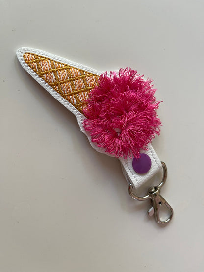 Fringed Ice Cream Cone Keychain