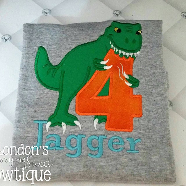 T-Rex Dinosaur and Bitten Birthday Numbers