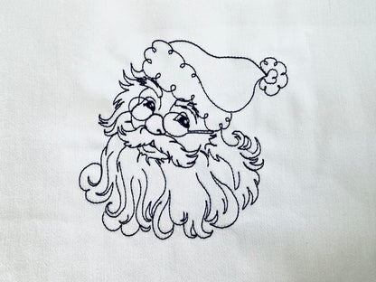 Quick Light Stitch Santa Claus with Glasses Outline