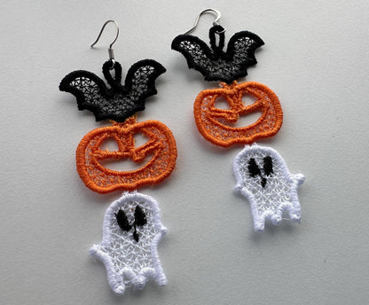 Spooky Halloween Earrings Pumpkin Jack Ghost