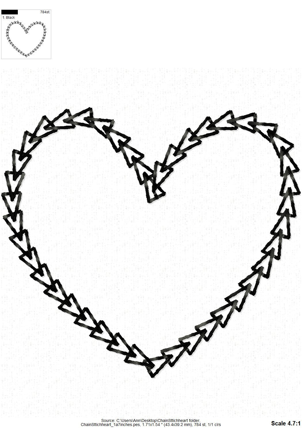 Quick Light Chain Stitch Heart