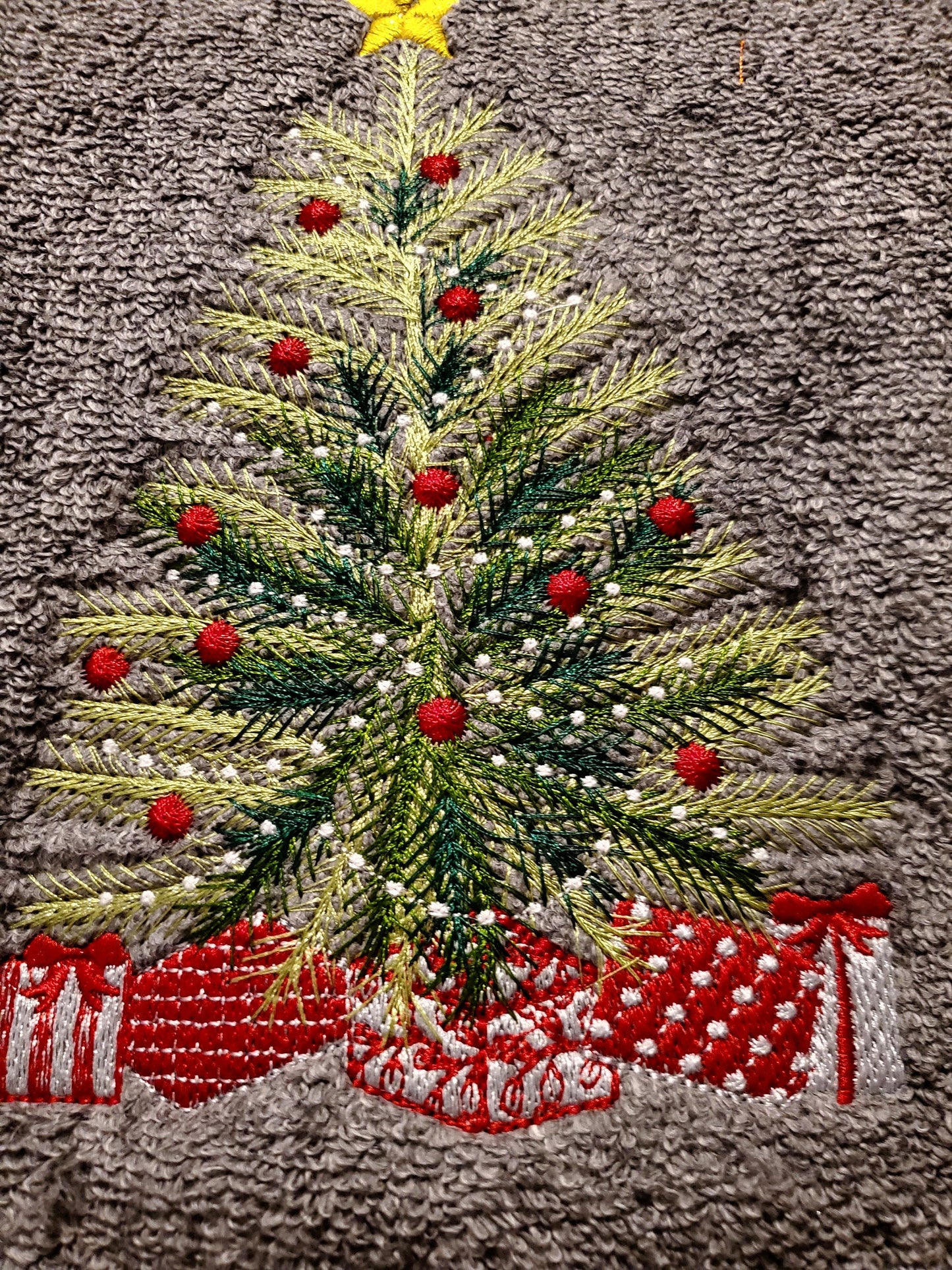 Vintage Old Fashioned Christmas Tree with Lights and Gifts