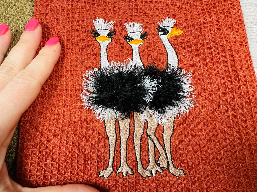Fringed Ostrich Flock of 3