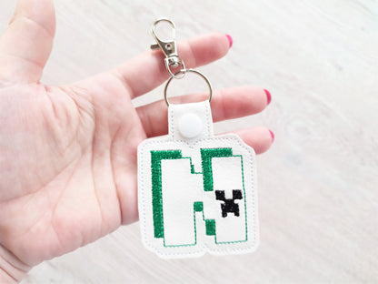 Miner Bricks Pixel Monogram Keychain