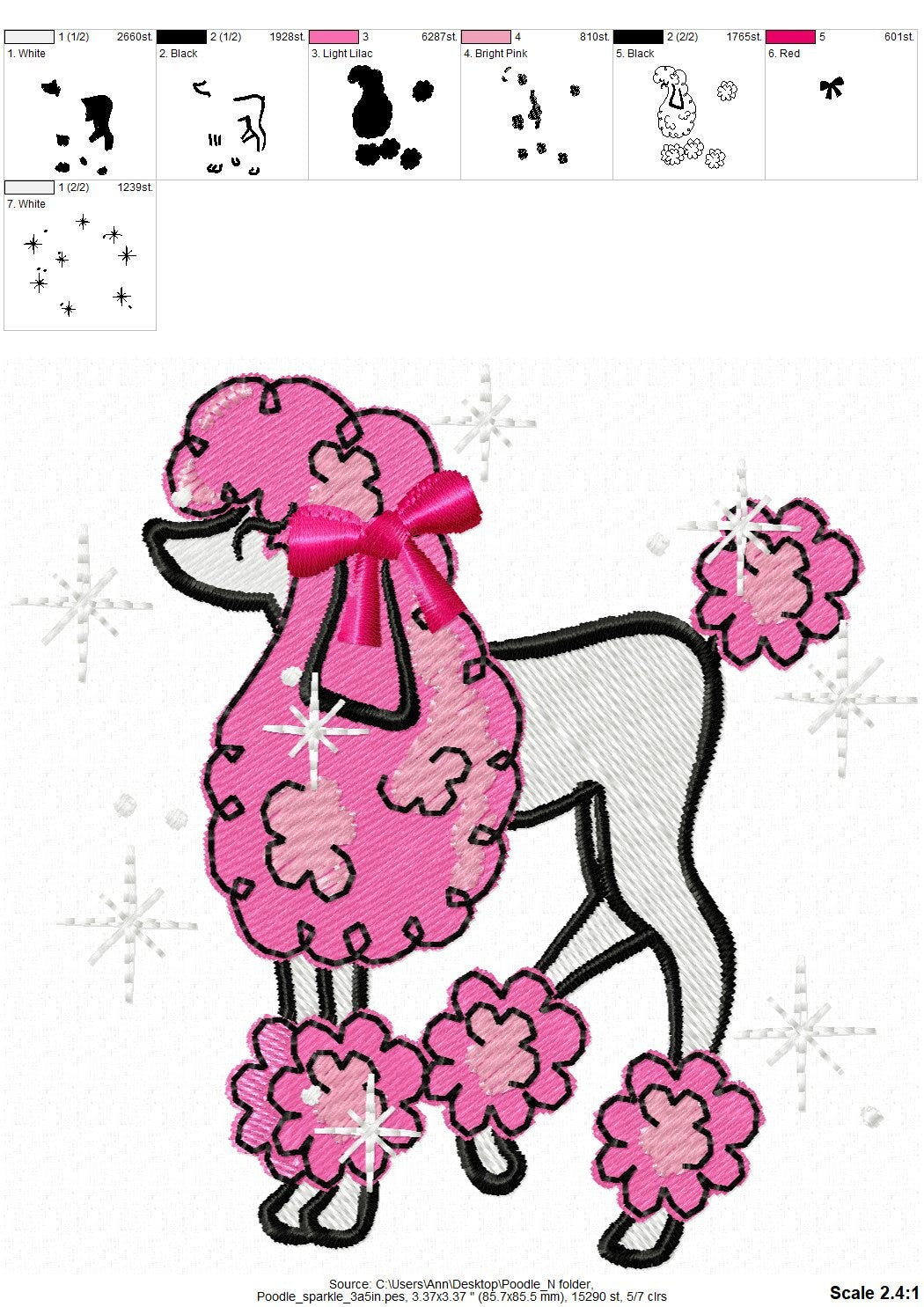 Girly Pink Poodle with Bow