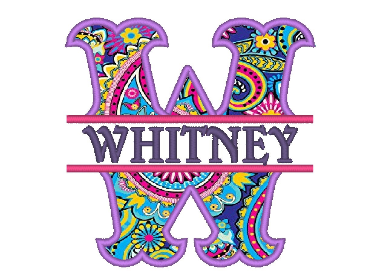 Split Font machine embroidery applique Designs, Monogram Set mini font