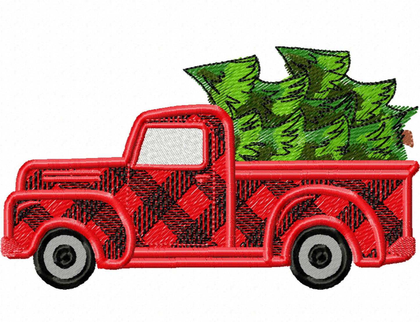 Gingham Plaid Patterned Christmas Red Truck