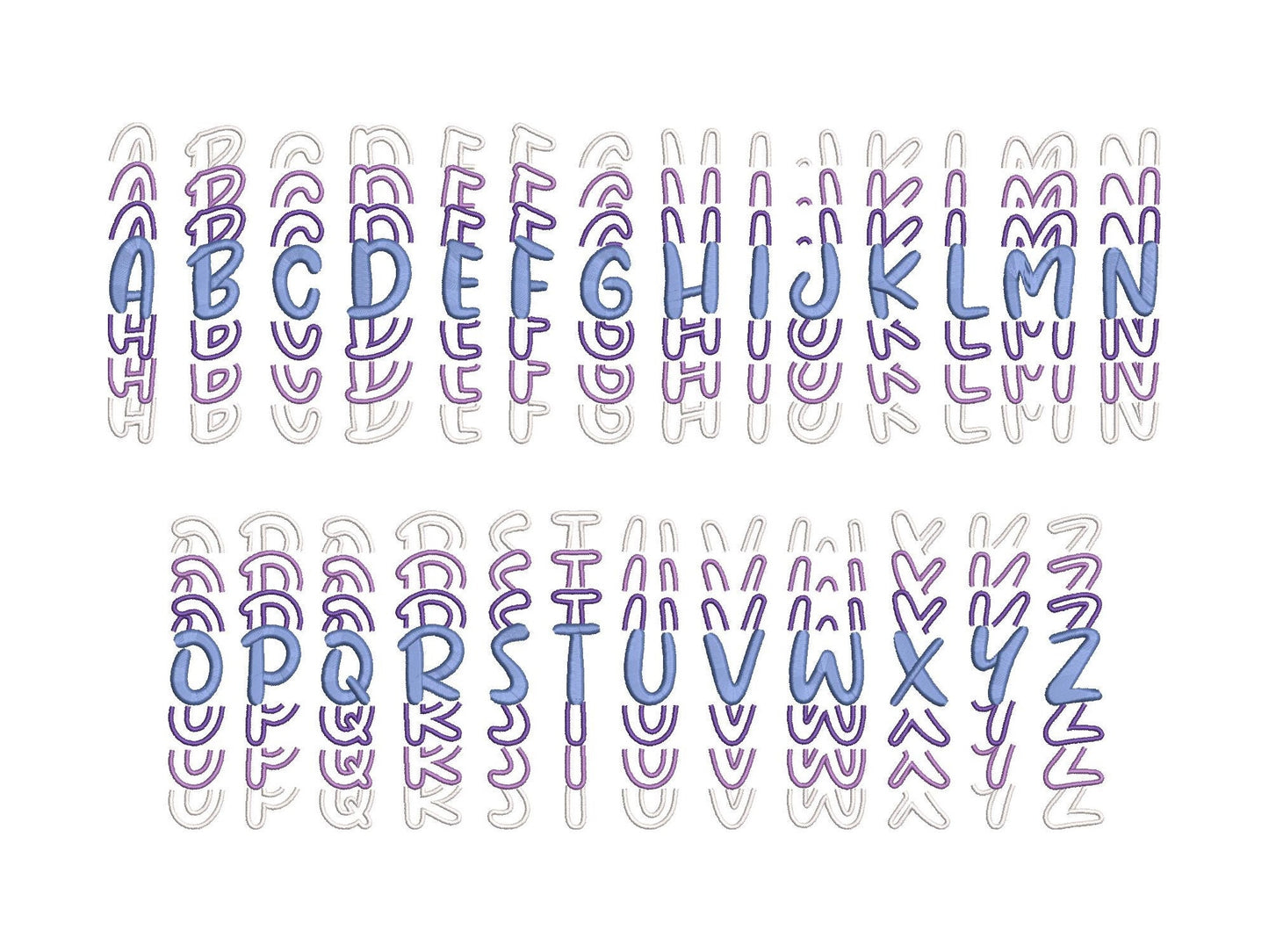 Stacked Satin Stitch Fancy Font