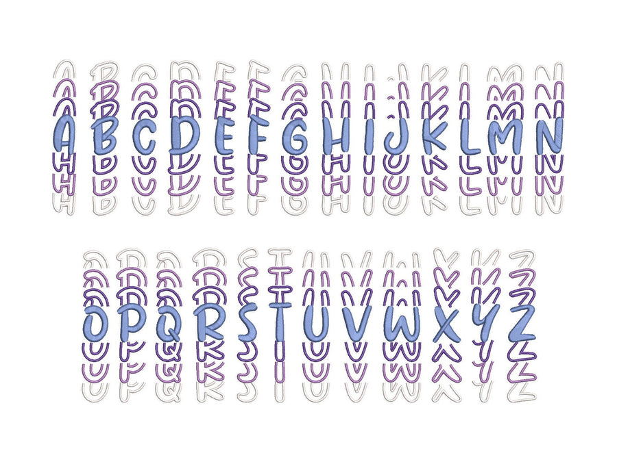 Stacked Satin Stitch Fancy Font