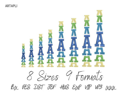 Satin Stitch Stacked Font