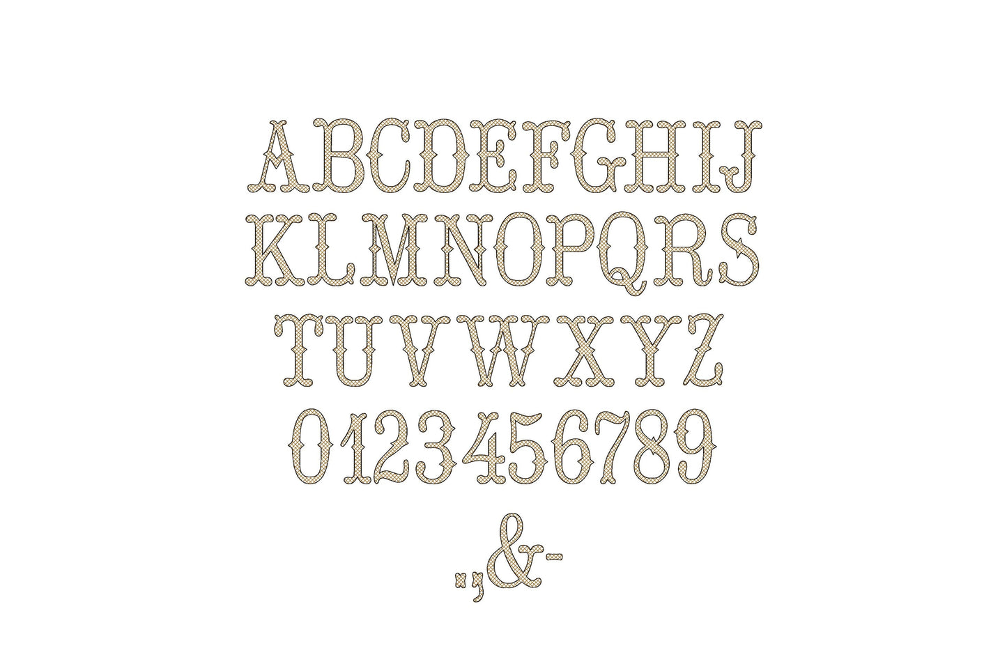 Western Font light stitch diamond pattern machine embroidery designs