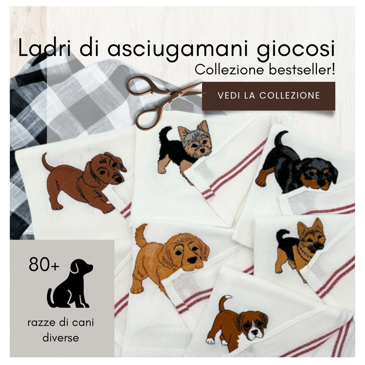 Ladri di asciugamani giocosi, cani