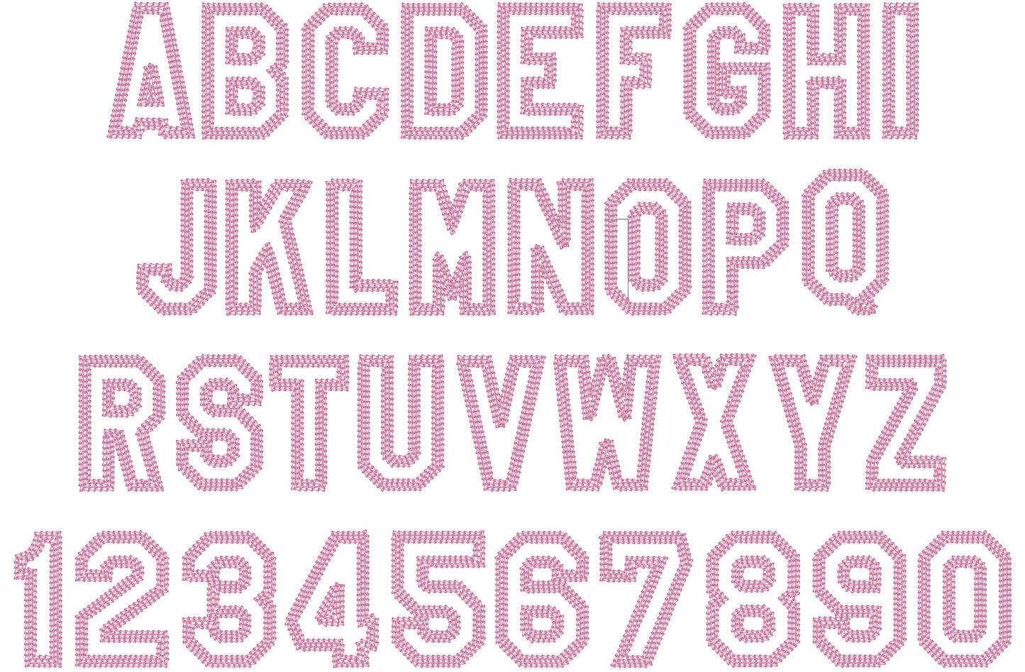 Block Wide Chain Stitch Outline Sport Font