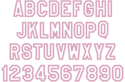 Block Wide Chain Stitch Outline Sport Font