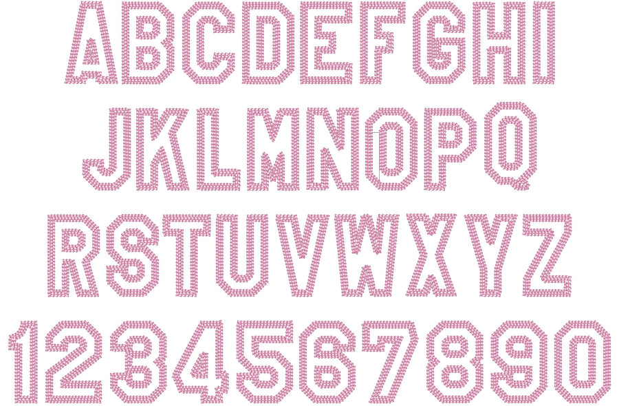 Block Wide Chain Stitch Outline Sport Font