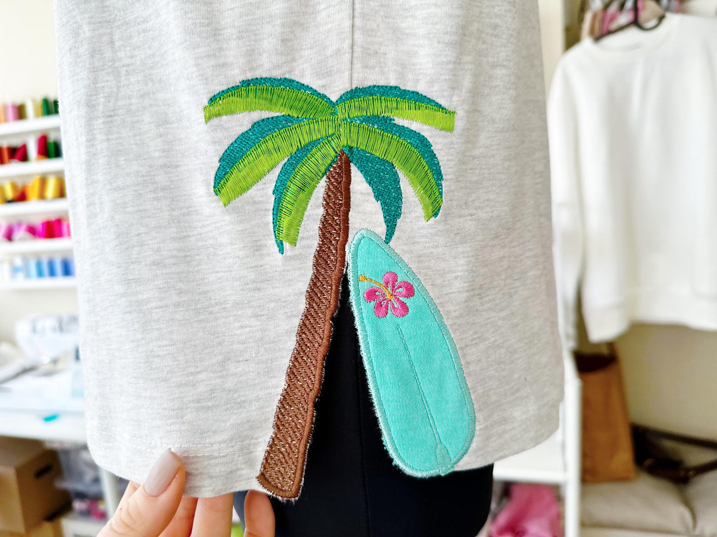 Summer Beach Palm And Surfing Board