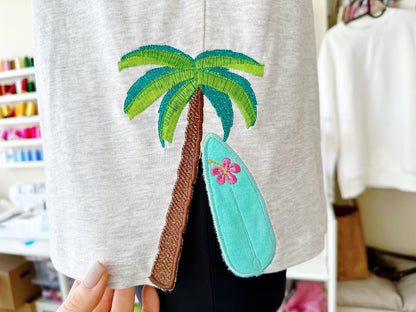 Summer Beach Palm And Surfing Board