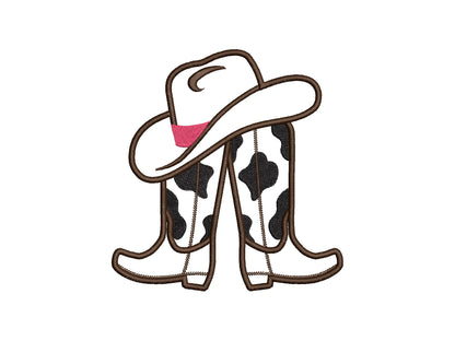 Cowgirl Cowboy Boots and Hat Applique