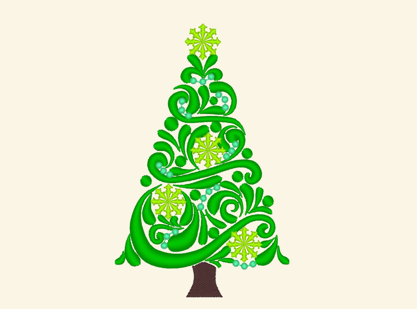 Swirls and curls paisley Christmas tree twinkle star and snowflake