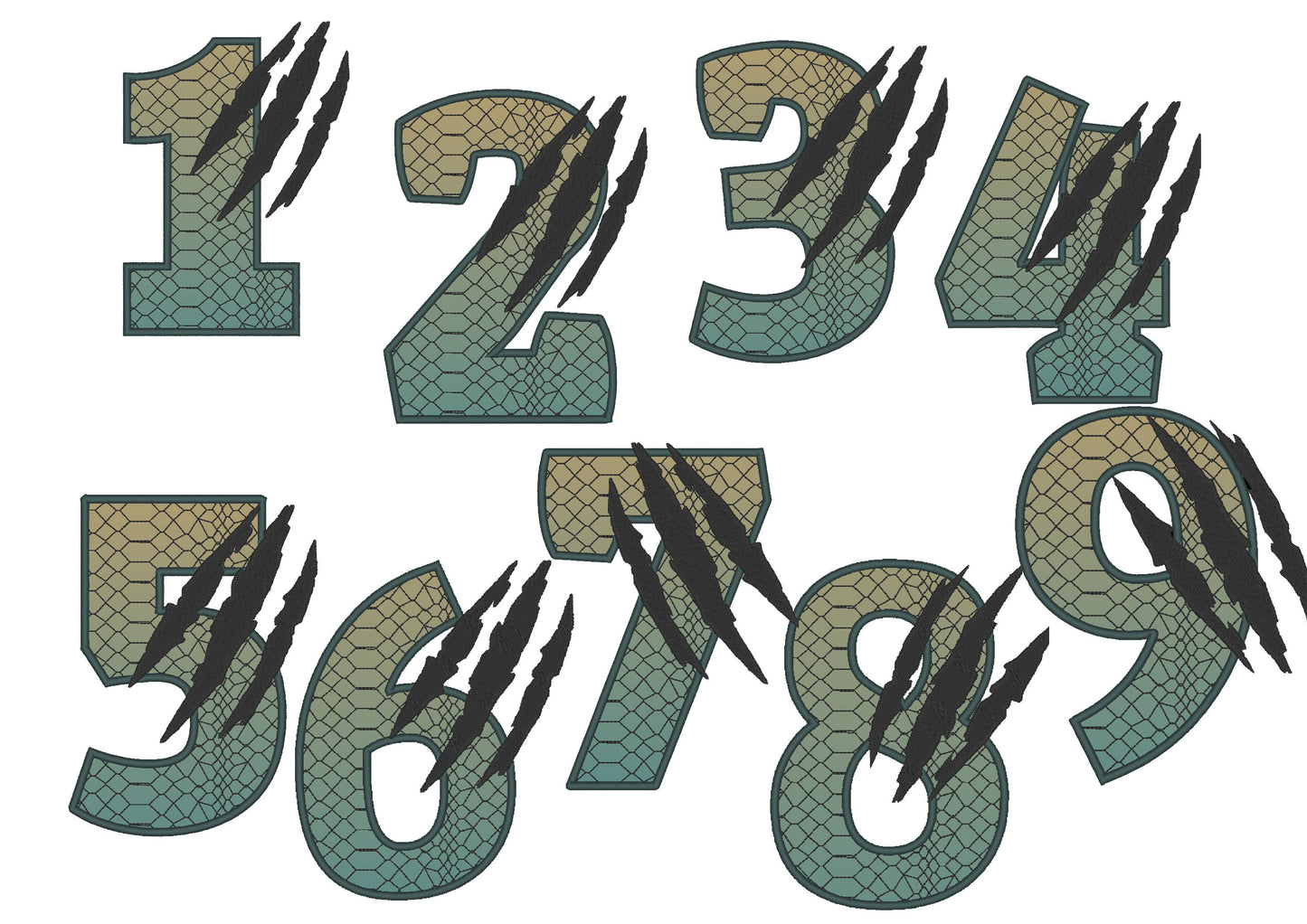 T-Rex Dinosaur Scratched Birthday Numbers