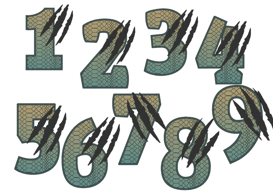 T-Rex Dinosaur Scratched Birthday Numbers