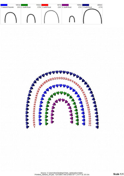 Primitive Quick Stitch Heart Rainbow