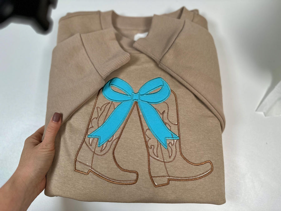Cowboy Cowgirl Boots and Bow
